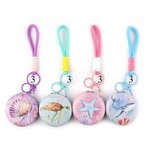 Dozen Sea Life Mirror Keychain Set - Pastel Shell, Turtle, Starfish & Whale